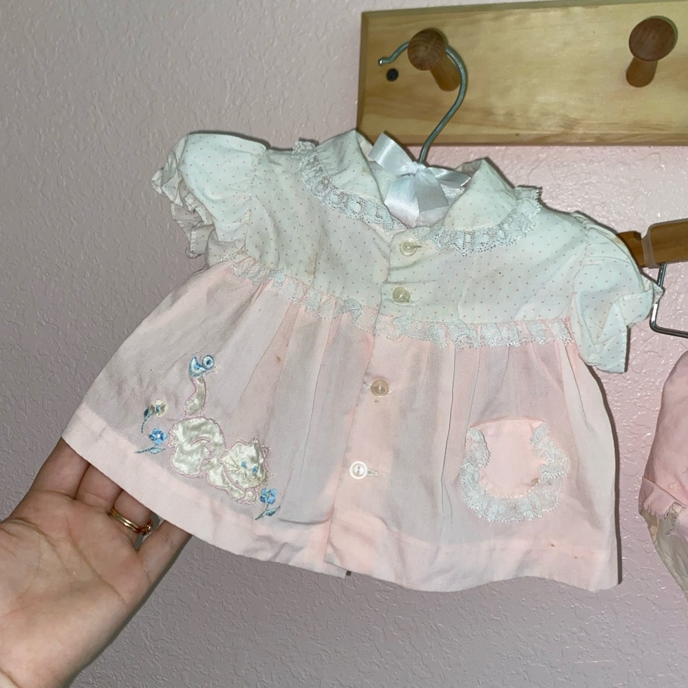 90’s Vintage Adorable Pink and White Baby Dress